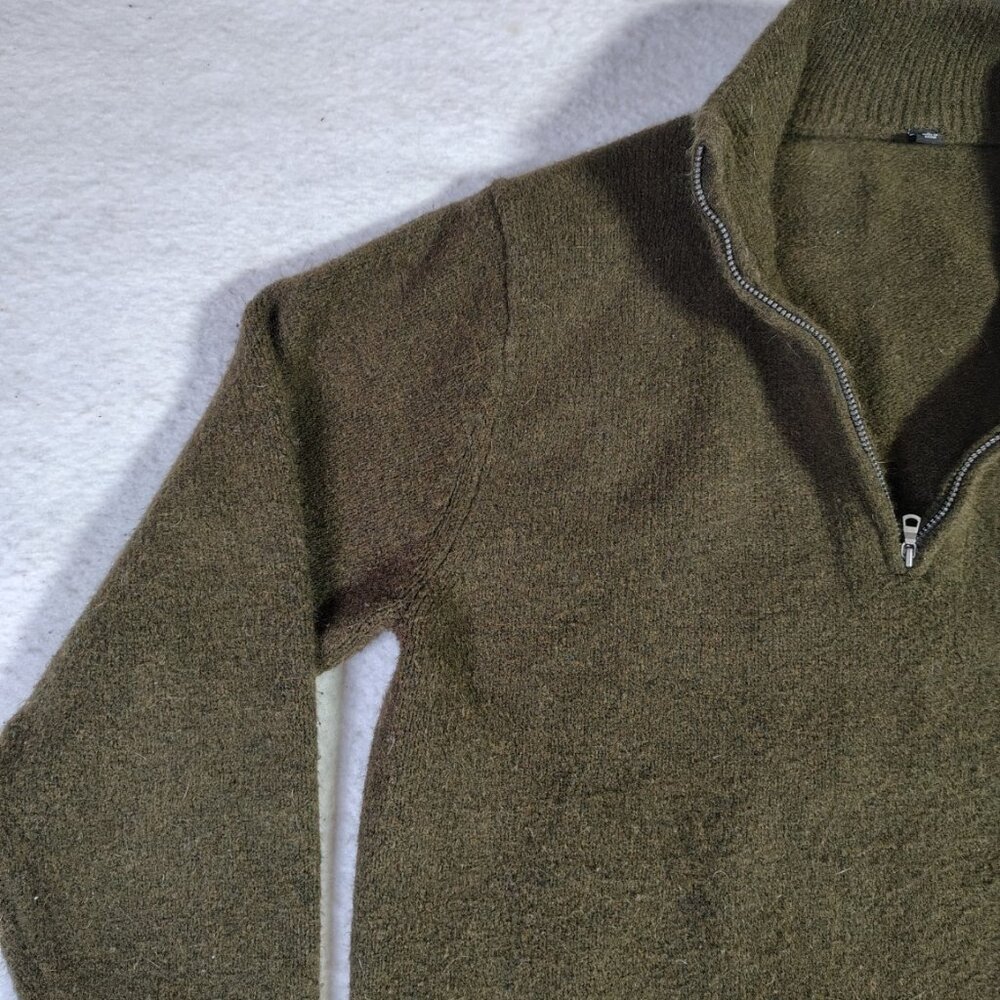 Uniqlo Sweater Mens Medium Green Wool Blend Heavyweight Knit 1/4 Zip Pullover - Picture 7 of 15